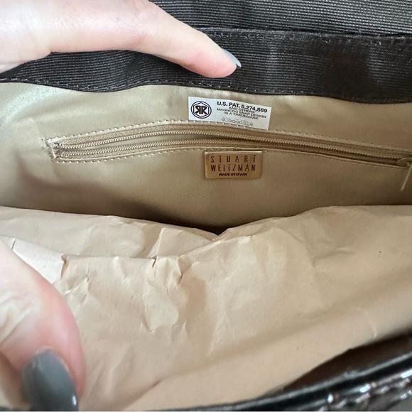 Stuart Weitzman Patent Leather Purse in Tea Orinoco Croco - Picture 4 of 11